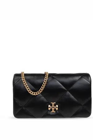 Tory Burch Akcesoria, Kobieta, Czarny, ONE SIZE, Skóra, Portfel na łańcuszku Kira
