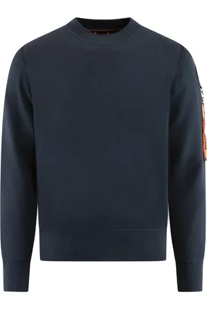 Parajumpers Bluzy, Mężczyzna, Niebieski, S, Bawełna, Basic Braw Sweatshirt