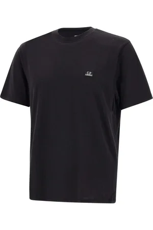 C.P. Company Koszulki, Mężczyzna, Czarny, S, Męski Bawełniany T-shirt z Logo Czarny