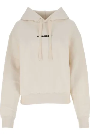 Jil Sander Bluzy, Kobieta, Żółty, M, Bawełna, Kremowa bluza dresowa oversize z bawełny