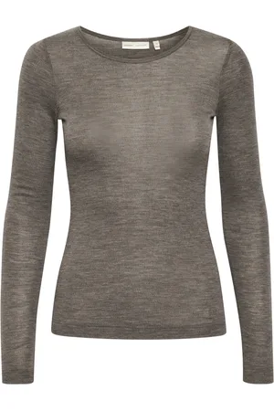 INWEAR Koszulki, Kobieta, brązowy, L, Dopasowana bluzka z długim rękawem