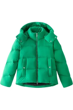 Woolrich Kurtki, Kobieta, Zielony, S, Zielony płaszcz zimowy puchowy z wypełnieniem