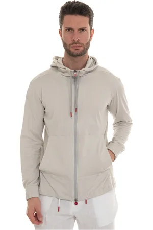 Kiton Kurtki, Mężczyzna, Beżowy, L, Bawełna, Bluza z kapturem i zamkiem błyskawicznym