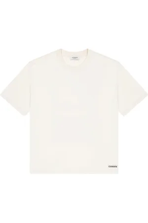 LANEUS Koszulki, Mężczyzna, Biały, XL, Bawełna, T-shirt z logo w dzianinie