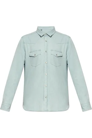 Tom Ford Koszule, Mężczyzna, Niebieski, M, Denim, Denimowa koszula westernowa chambray