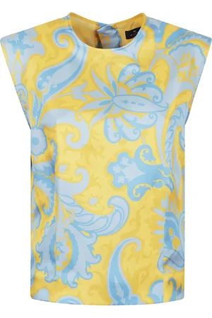 Etro Koszulki, Kobieta, Wielobarwność, S, Niebieski Jedwabny Top Elegancki Design