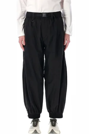 Y-3 Spodnie, Mężczyzna, Czarny, S, Nylon, Spodnie Nylonowe z Czarnymi Paskami