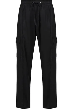 Iceberg Spodnie, Mężczyzna, Czarny, XL, Czarne spodnie cargo o kroju regular fit z Tencelu z haftem