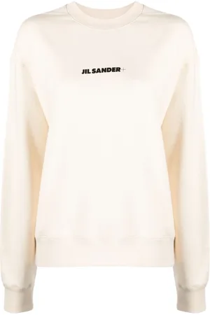 Jil Sander Bluzy, Kobieta, Biały, M, Bawełna, Bawełniana bluza z nadrukiem logo