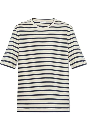 Jil Sander Koszulki, Mężczyzna, Beżowy, L, Bawełna, T-shirt w paski