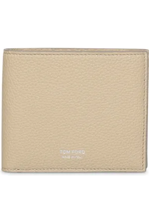 Tom Ford Akcesoria, Mężczyzna, Beżowy, ONE SIZE, Skóra, Portfel z groszkowanej skóry