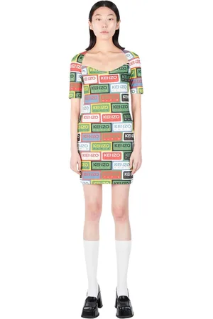 Kenzo Sukienki, Kobieta, Wielobarwność, M, Metropolitan Graphic Midi Dress