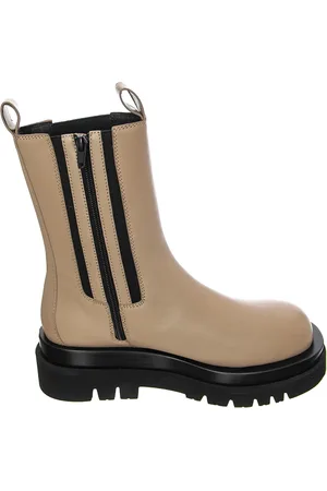 Jeffrey Campbell Buty, Kobieta, Beżowy, 37 EU, Skóra, Beżowe Botki Skórzane Chelsea