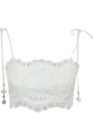 ZIMMERMANN Koszulki, Kobieta, Biały, M, Bawełna, Ottie Embroidered Bodice