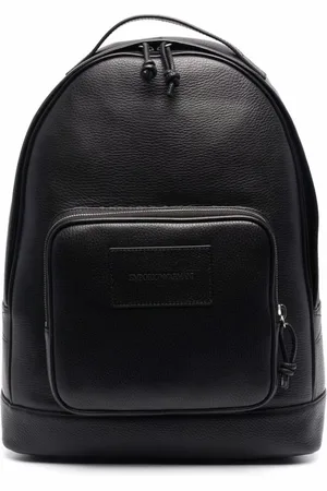 Emporio Armani Torebki, Mężczyzna, Czarny, ONE SIZE, Stylowy Nero Plecak Skórzany dla Mężczyzn