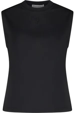 J.W.Anderson Koszulki, Kobieta, Czarny, S, Poliester, Logo Embroidered Sleeveless Top
