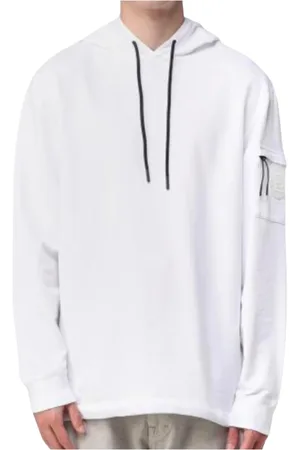 Woolrich Bluzy, Mężczyzna, Biały, S, Bawełna, Casualowa bawełniana bluza z kapturem i naszywką z logo