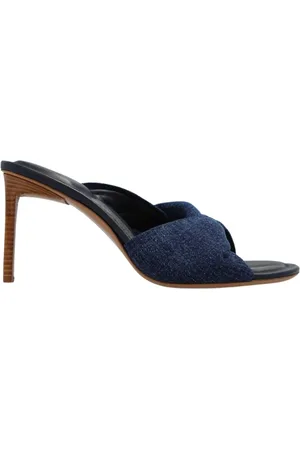 Jacquemus Buty, Kobieta, Niebieski, 37 EU, Skóra, Bagnu Heeled Mules