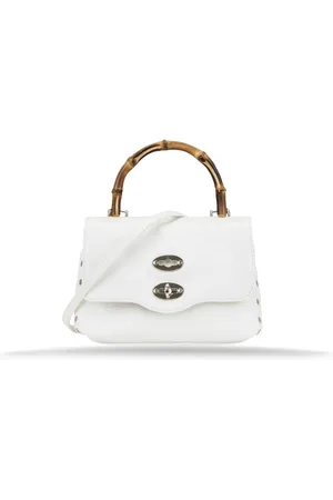 Zanellato Torebki, Kobieta, Biały, ONE SIZE, Bambus, Skórzana torebka crossbody z bambusową rączką
