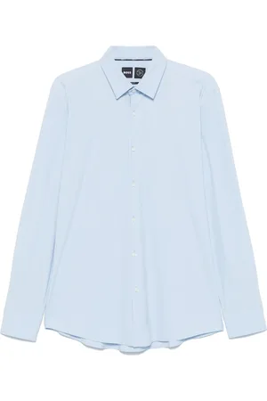 HUGO BOSS Koszule, Mężczyzna, Niebieski, M, Koszula Slim Fit z poliamidu i elastanu