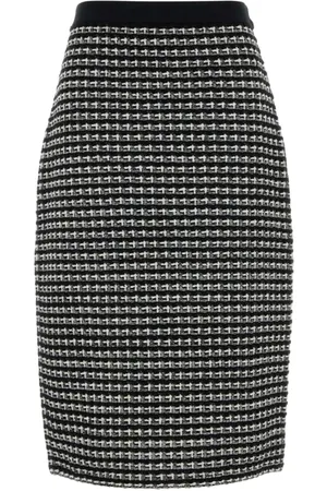 Tory Burch Spódnice, Kobieta, Czarny, M, Tweed, Elegancka Spódnica Tweedowa z Haftem
