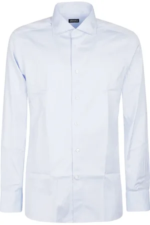 Ermenegildo Zegna Koszule, Mężczyzna, Niebieski, 2XS, Długa koszula krawiecka