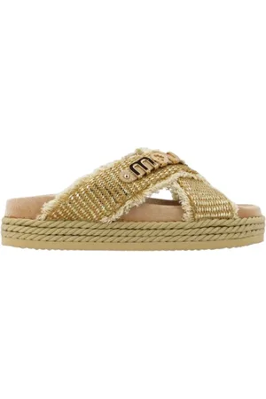 Mou Buty, Kobieta, Beżowy, 40 EU, Bawełna, Raffia Criss Cross Sandały