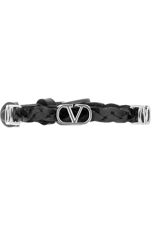 VALENTINO GARAVANI Akcesoria, Mężczyzna, Czarny, ONE SIZE, Skóra, Pleciona Bransoletka VLogo