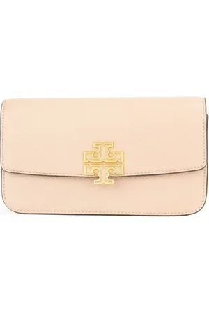 Tory Burch Akcesoria, Kobieta, Beżowy, ONE SIZE, Skóra, Mała Torebka Portfel na Łańcuszku Crossbody