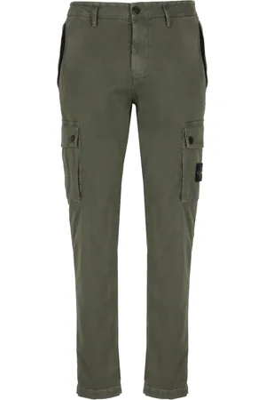 Stone Island Spodnie, Mężczyzna, Zielony, W28, Bawełna, Spodnie Cargo z charakterystyczną naszywką