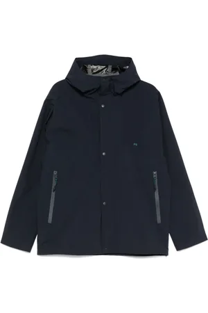 Paul Smith Kurtki, Mężczyzna, Niebieski, M, Niebieskie Płaszcze z Haftowanym Logo