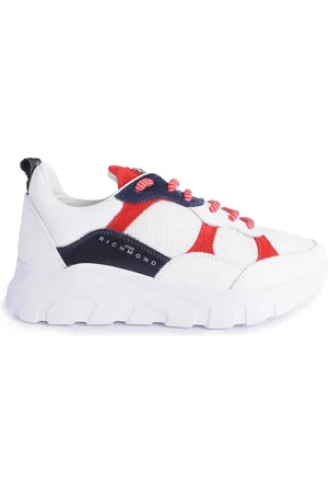 John Richmond Buty, Mężczyzna, Biały, 44 EU, Skóra, Kolorowe sznurowane sneakersy z grubą podeszwą