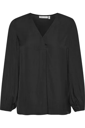 INWEAR Bluzki, Kobieta, Czarny, L, Poliester, Bluzka z dekoltem w serek Rinda IW Style