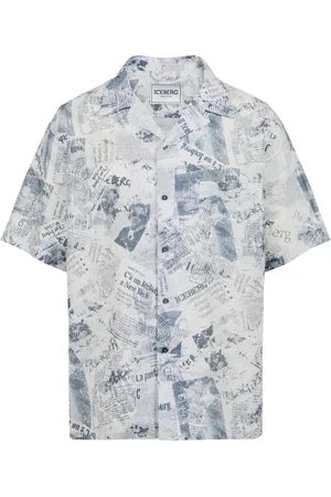 Iceberg Koszule, Mężczyzna, Niebieski, L, Wygodna koszula bowlingowa z krótkim rękawem Comfort Fit