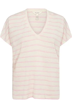 Part Two Koszulki, Kobieta, Beżowy, 2XL, Pasiasta koszulka z dekoltem w serek Prism Pink