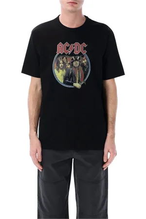 JUNYA WATANABE Koszulki, Mężczyzna, Czarny, L, Acdc Czarna Koszulka Regular Fit