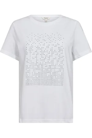 Part Two Koszulki, Kobieta, Biały, L, Bawełna, Biało-srebrny T-shirt z ćwiekami