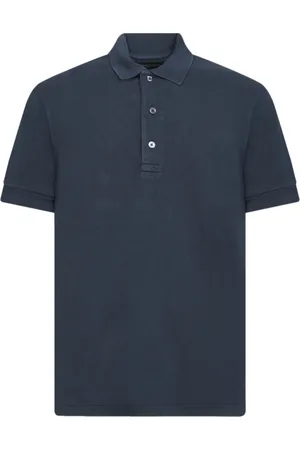 Tom Ford Koszulki, Mężczyzna, Niebieski, XL, Bawełna, Niebieska koszulka polo z lyocellu z klasycznym kołnierzykiem