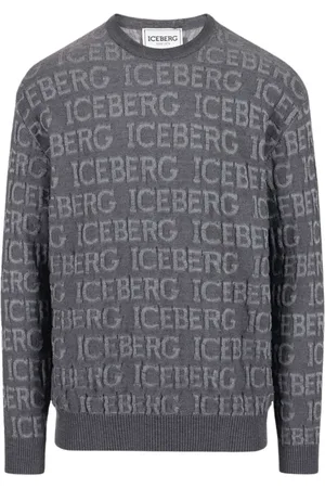 Iceberg Swetry, Mężczyzna, Szary, L, Wełna, Dzianina z okrągłym dekoltem