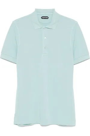 Tom Ford Koszulki, Mężczyzna, Niebieski, L, Bawełna, Koszulka Polo Pique z Lyocellem i Bawełną
