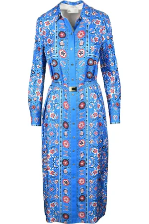 Tory Burch Sukienki, Kobieta, Wielobarwność, S, Jedwabna sukienka koszulowa