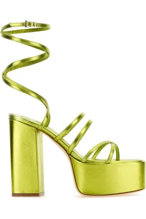 PARIS TEXAS Buty, Kobieta, Zielony, 37 EU, Len, Skórzane sandały Evita w kolorze jaskrawej zieleni