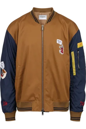 Iceberg Kurtki, Mężczyzna, Wielobarwność, M, Nylon, Kurtka Regular Fit z Gabardyny z Kontrastowymi Rękawami