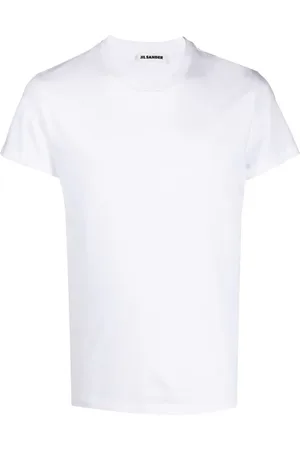 Jil Sander Koszulki, Mężczyzna, Biały, L, Bawełna, Prążkowany T-shirt z bawełny z okrągłym dekoltem