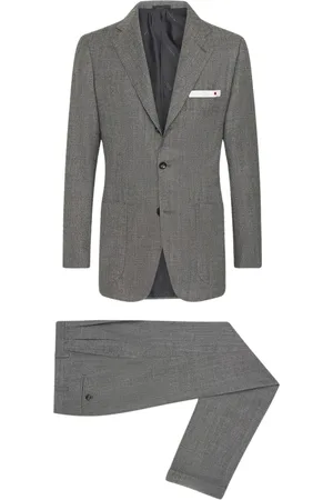 Kiton Garnitury, Mężczyzna, Szary, 4XL, Wełna, Garnitur wełniany w jodełkę