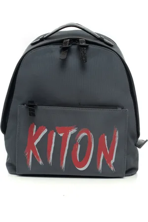 Kiton Torebki, Mężczyzna, Szary, ONE SIZE, Skóra, Plecak ze skóry i Cordury