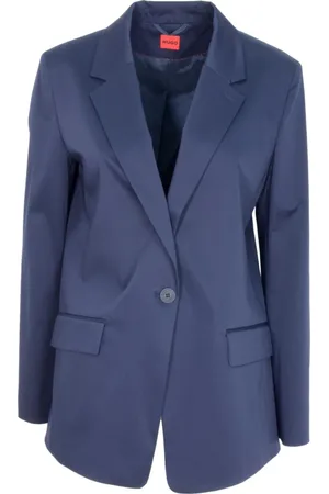 HUGO BOSS Kurtki, Kobieta, Niebieski, 3XL, Bawełna, Klasyczna marynarka o regularnym kroju