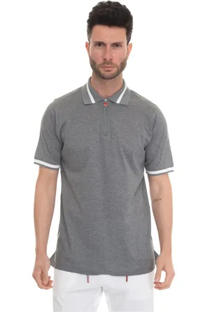 Kiton Koszulki, Mężczyzna, Szary, L, Bawełna, Polo Shirt z Krótkim Rękawem i Półgolfem