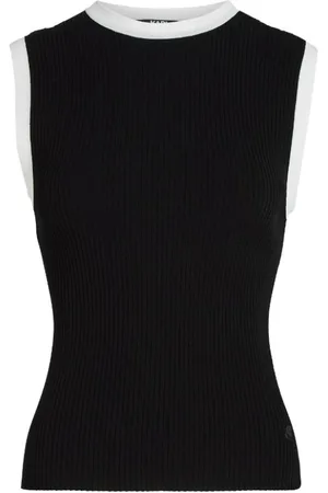 Karl Lagerfeld Koszulki, Kobieta, Czarny, M, Dzianinowy Top na Ramiączkach