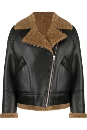 YVES SALOMON Kurtki, Kobieta, brązowy, S, Merino Biker Jacket